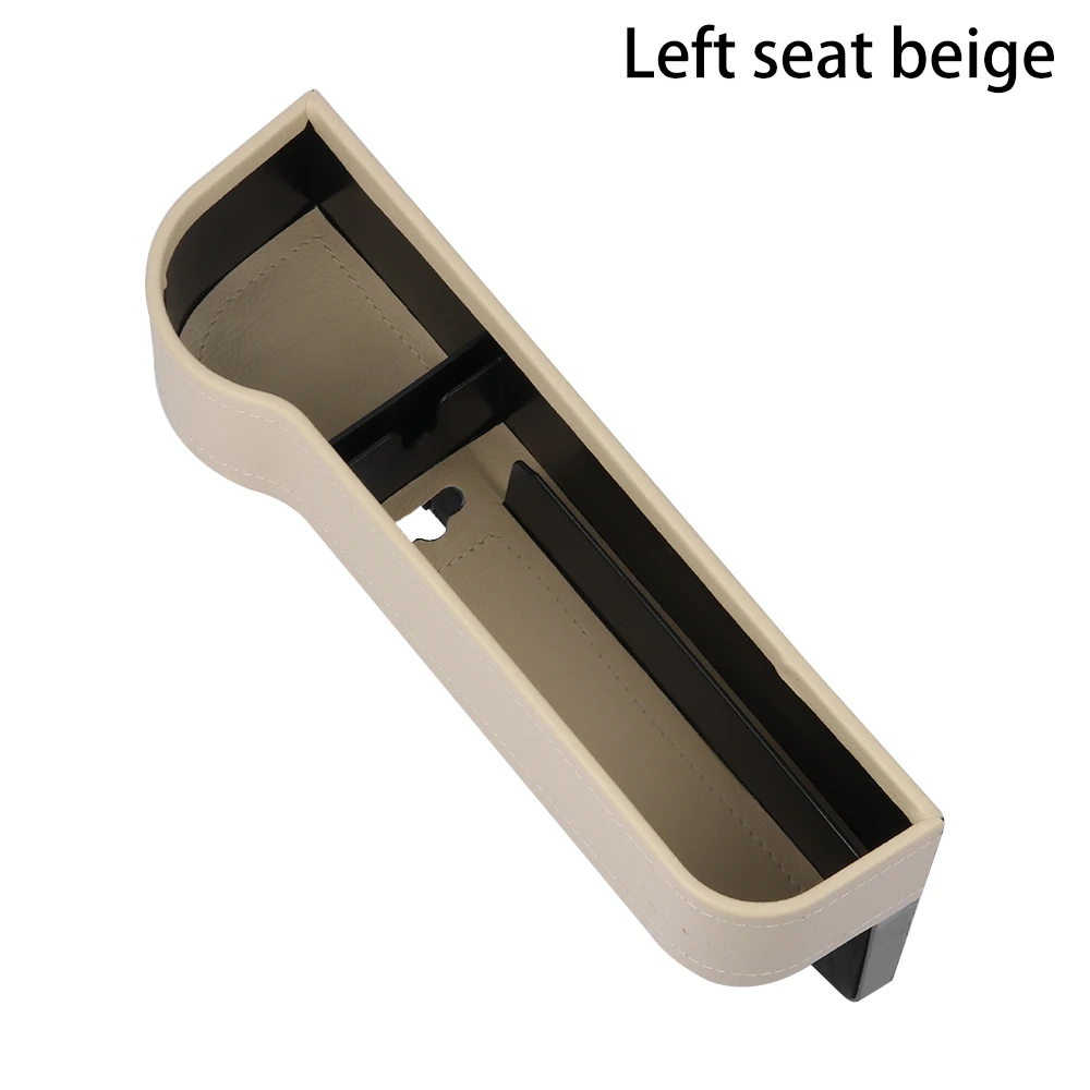 Left seat beige Новая коробка органайзер для автомобиля из искусственной кожи сидений щелевая карман сиденье автомобиля сторона слот для монет телефон binder сигареты карты Универсальный - Название цвета: Left seat beige