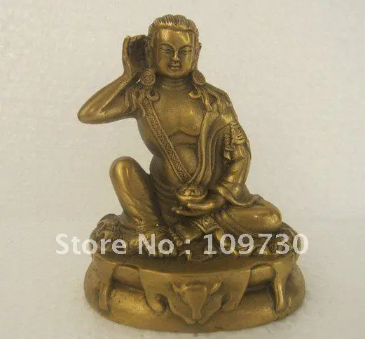 Тибетский буддизм Чистая Бронза Arhat Milarepa Будда лама статуя монаха ()C1017|statue tibet|statues