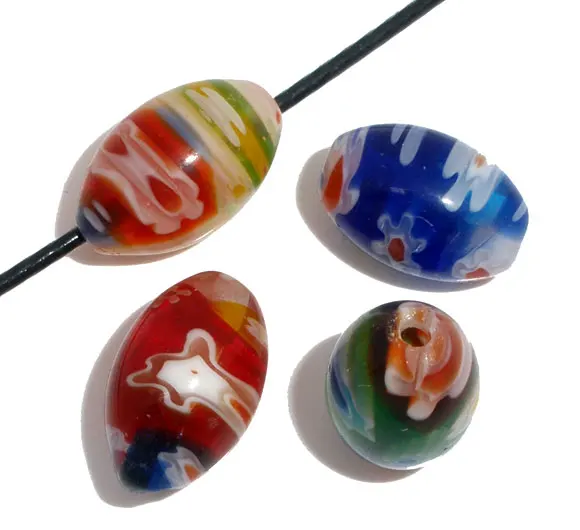 DoreenBeads Стеклянные Бусины овальные разных цветов цветочный узор окрашенный около 13 мм(4/") х 8 мм(3/8"), отверстие: прибл. 1 мм, 4 шт. Новинка