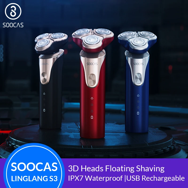 Soocas S3 электробритва для мужчин 3 режущие головки сухого влажного бритья
