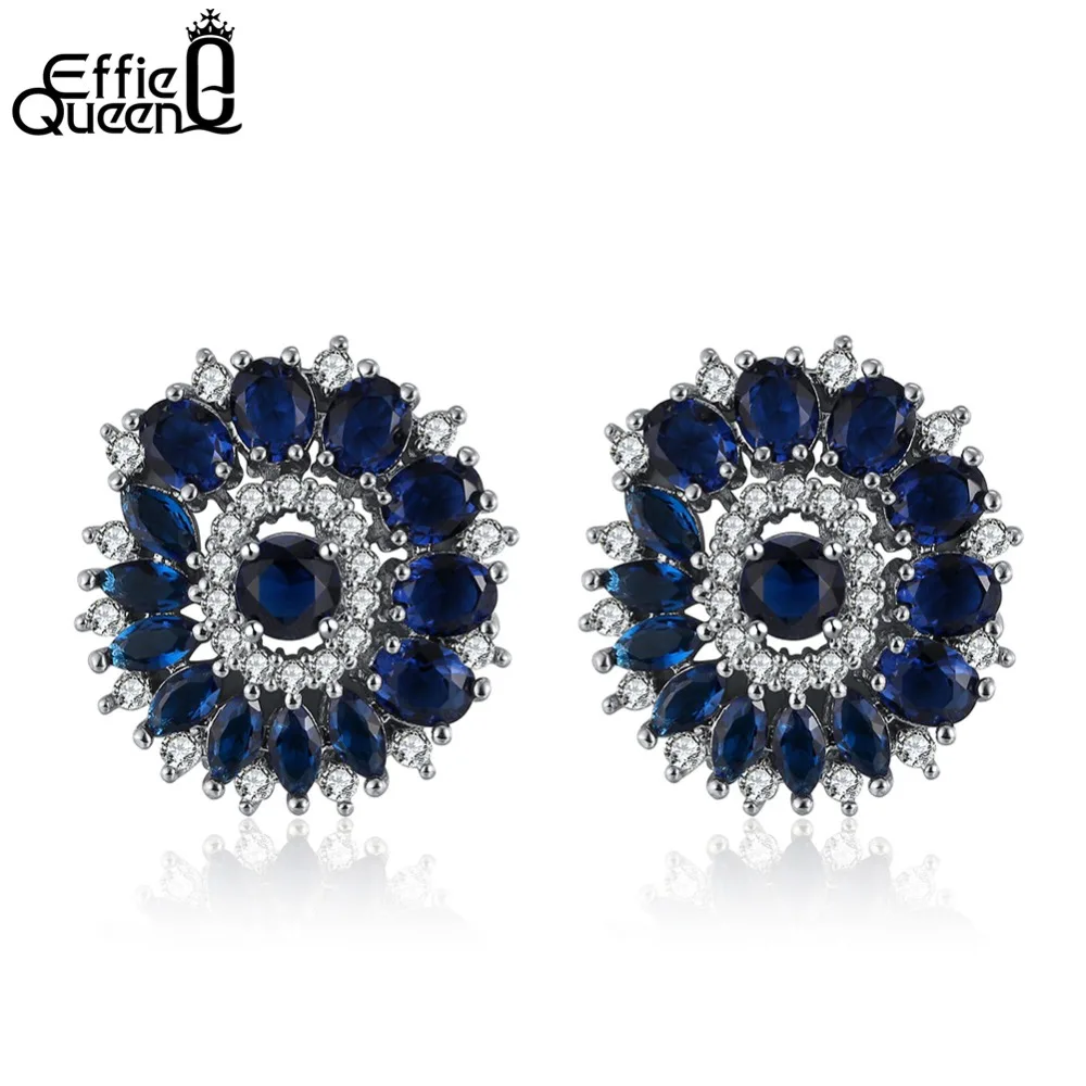 Effie Queen Модные женские серьги гвоздики с фианитом AAA роскошные свадебные высокого