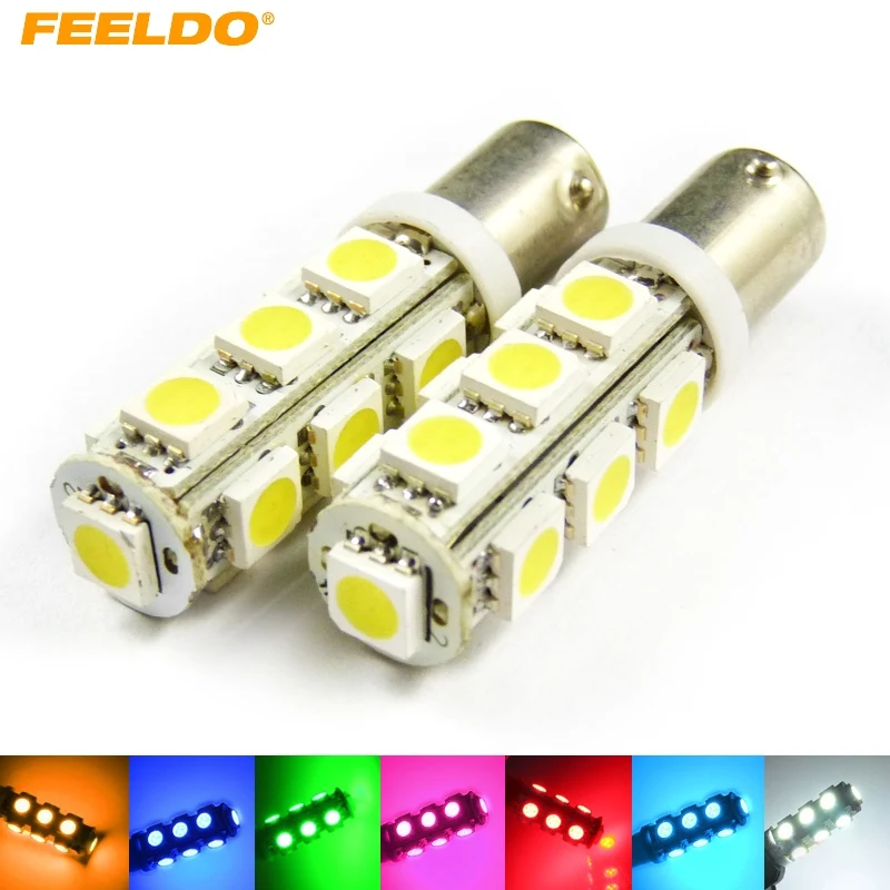 FEELDO 2 шт. 7 цветов BA9S T4W 1895 5050 13SMD 13LED лампа Автомобильные Боковые светодиодные лампы