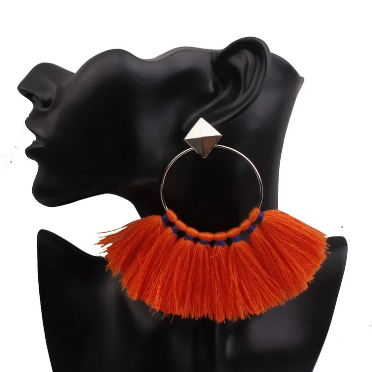 Exaggerated Fashion Woven Boho Tassel Earrings For Women Long Drop Wedding Party Bridal Fringed Jewelry Gift | Украшения и