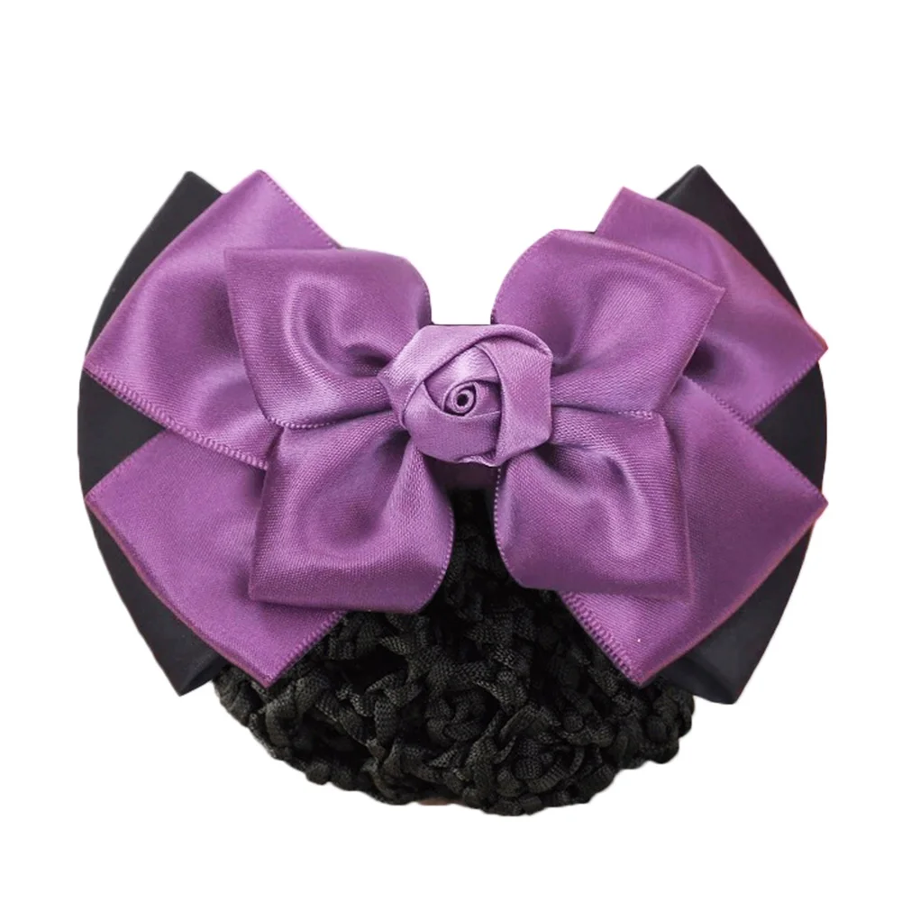 bowknot purple Заколки для волос, сетчатая веревка для волос, сатиновый бант, заколка для волос, заколка для волос, бант, булочка, снуд, аксессуары для волос, аксессуары для волос - Цвет: bowknot purple
