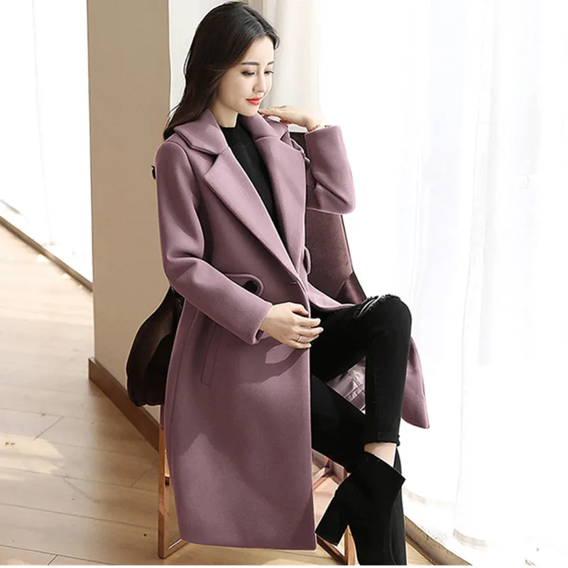 YAGENZ Autumn Wool Long Coat Women Jacket Casual Double Windbreaker Woolen Outwear Elegant V-neck Bayan Mont 424 | Женская одежда