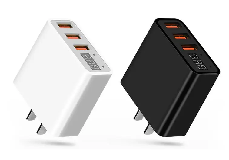 Смарт 3.4A 3 порта USB зарядное устройство светодиодный дисплей быстрое для телефона