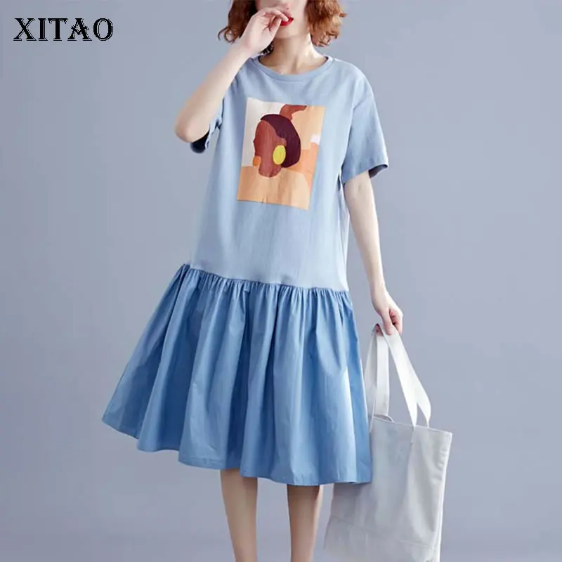 [XITAO] Для женщин 2019 новые летние корейские модные с круглым вырезом короткий рукав