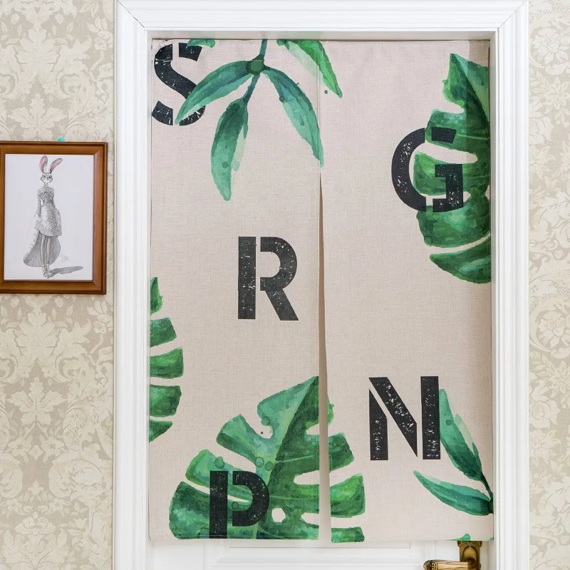 007 Japanese-style Plant Fabric Curtains Children's Study Partition Porch Curtains Kitchen and Bathroom Curtains - Color: 007