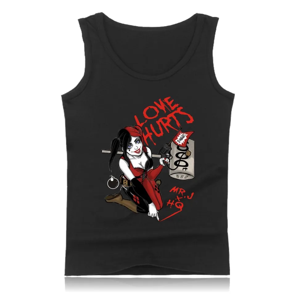 Anime Suicide Squad Harley Quinn Tank Top Men Fitness and Sleeveless Bodybuilding Shirt in 4XL Clothing Summer Vests | Мужская одежда
