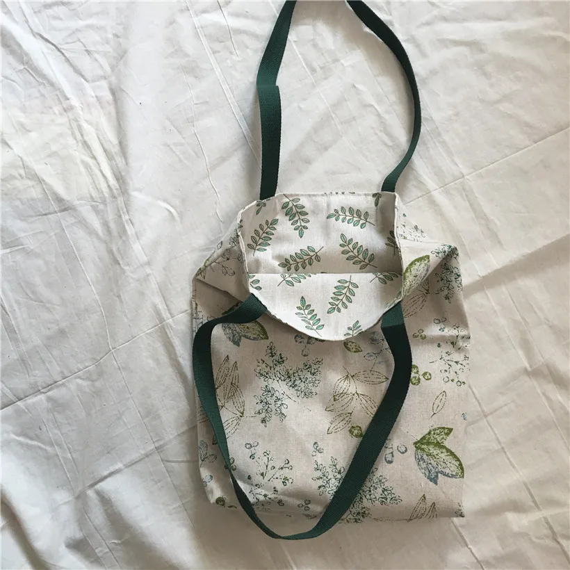 YILE Cotton Linen 2 Sided Eco Shopping Tote Shoulder Bag Green Olive Leaf 8530-6 | Багаж и сумки
