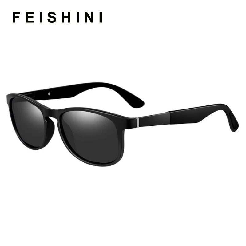 Мужские Винтажные Солнцезащитные очки FEISHINI коричневые поляризационные