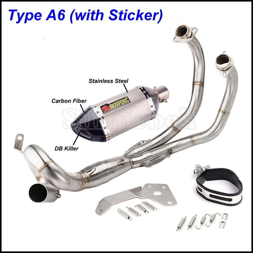 Type A6(sticker) Akrapovic выхлопной мотоцикл глушитель полная система Escape Moto для Yamaha MT07 fzfz07 FZ-07 Tracer(-) XSR700 - Цвет: Type A6(sticker)