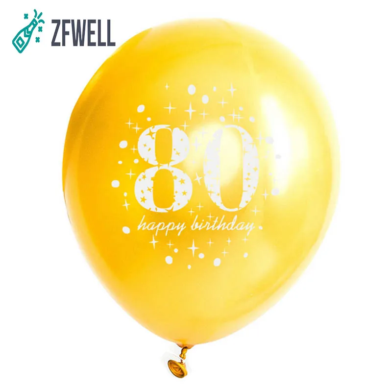 ZFWELL12pz/lot12 дюймов золотистый и черный латекс цифровой шарики ко дню рождения