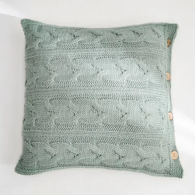 green Вязаные чехлы для подушек с бабочкой, бежевый, розовый, серый, зеленый, однотонный наволочка для комната с диван-кроватью домашняя декоративная подушка крышка 45x45 см - Цвет: green