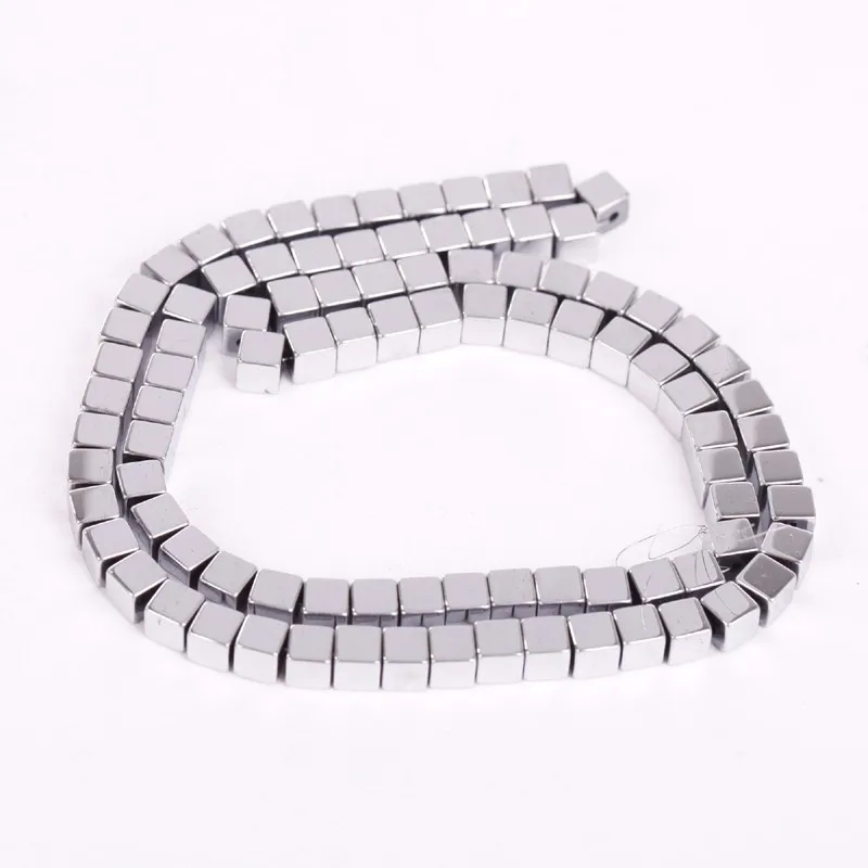 

100pcs/lot Hematite Square Cube Spacer Beads for Jewelry Making Findings Bracelets Necklace DIY Accessories 4x4mm 16''