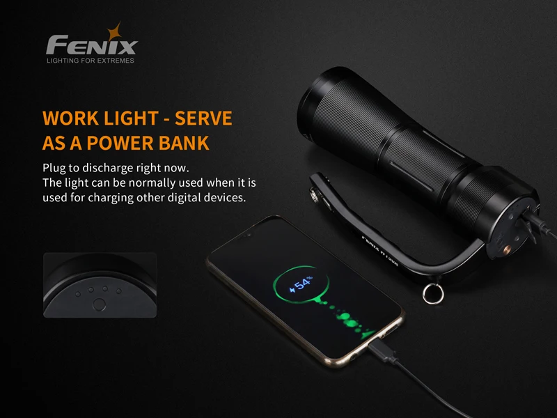 Usb type-C Быстрая зарядка и USB разрядка Fenix WT50R Многофункциональный портативный фонарик с 7,2 V/5200 mAh аккумулятор