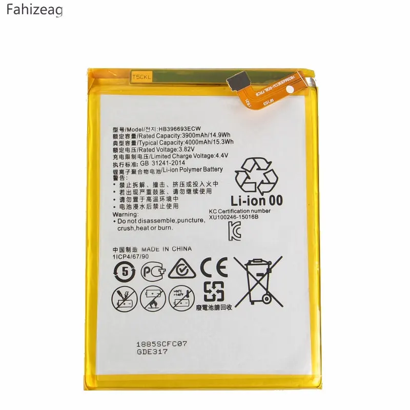 Fahizeag HB396693ECW 3900 mAh/14.9Wh запасная батарея для Huawei Mate8 Mate 8 NXT-AL10 NXT-TL00 NXT-CL00 | Мобильные