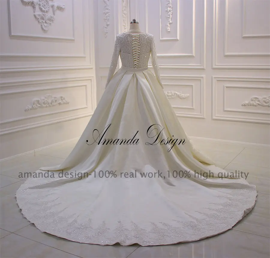 Аманда дизайн vestidos novias boda кружевное свадебное платье мусульманское со съемной юбкой