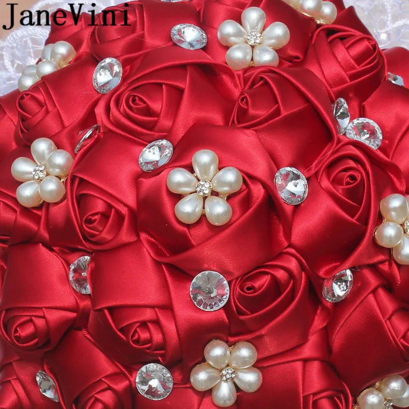 JaneVini 2019 бисерные бордовые Цветочные белые кружевные свадебные букет из бисера