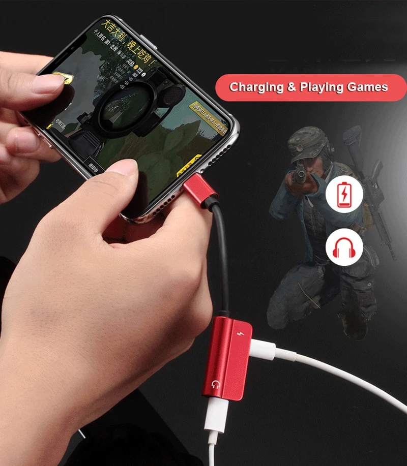 Двойной разъем 3 5 аудио зарядный адаптер для iPhone 7 8 Plus X XR XS MAX мм Aux зарядное
