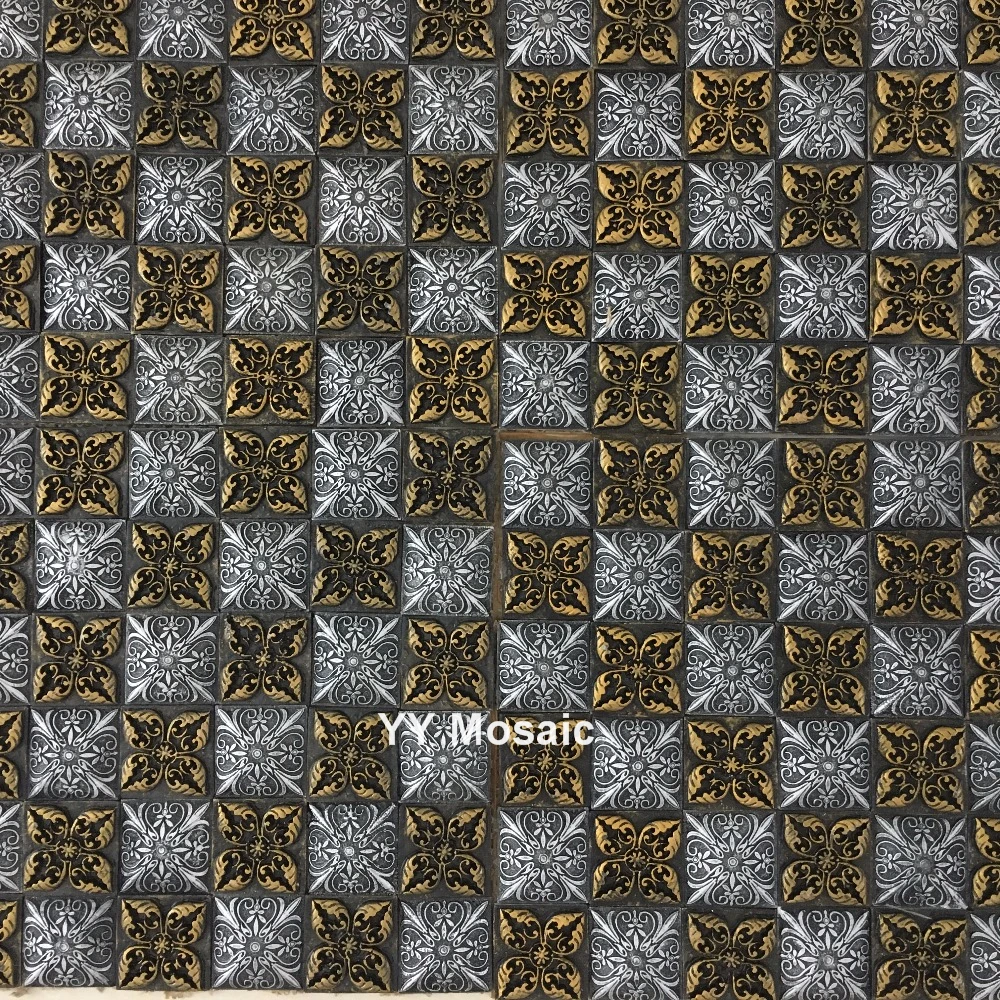 3D Винтаж тиснением Смола из золотистого металла сочетает в себе щитка мозаика
