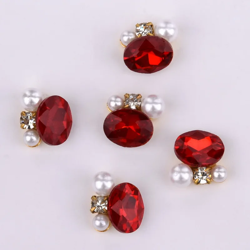 10 шт. Овальный Кристалл яркая жемчужина ногтей горный хрусталь сплав для