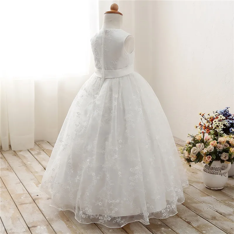Flower Kids Dresses For Girl Wedding Gown Children's Clothing Long Tulle Prom Dress Lace Communion Costume Clothes | Детская одежда