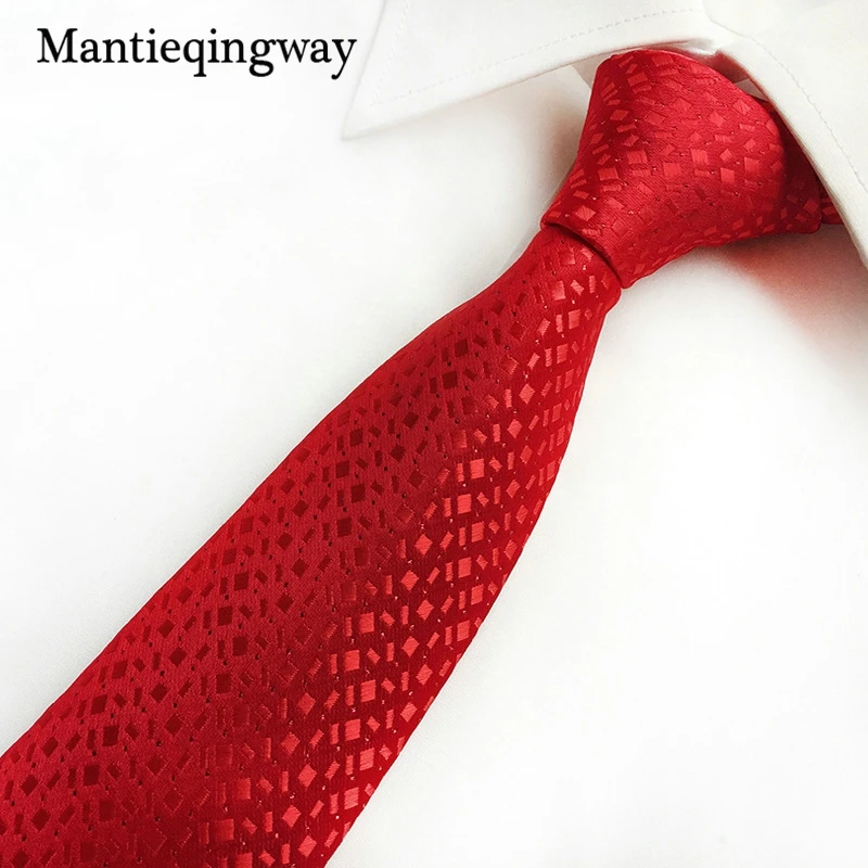 8cm Ties for Mens Red Striped Business Wedding Suit Neckties Jacquard Marriage Male Wide Neck | Аксессуары для одежды
