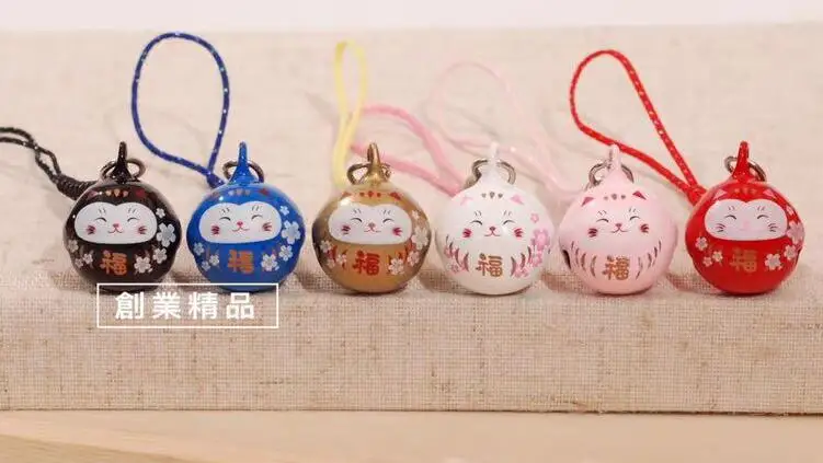 New 60pcs cartoon Good luck cats blue Jingle Bells Christmas Decoration DIY Crafts Cartoon Lanyard Accessories Bell key Chains | Украшения