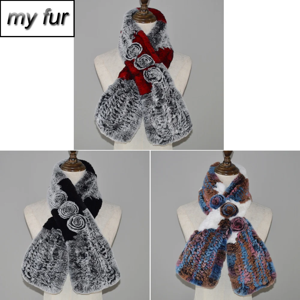 2020 Настоящий мех кролика кольцо женские зимние шарфы шарф из меха Рекс теплые