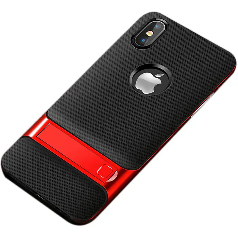 Красный H& A 360 полный защитный чехол для iPhone X 6 6s 8 7 Plus PC+ TPU противоударный чехол для iPhone 7 8 Plus с подставкой Чехол для телефона - Цвет: Красный