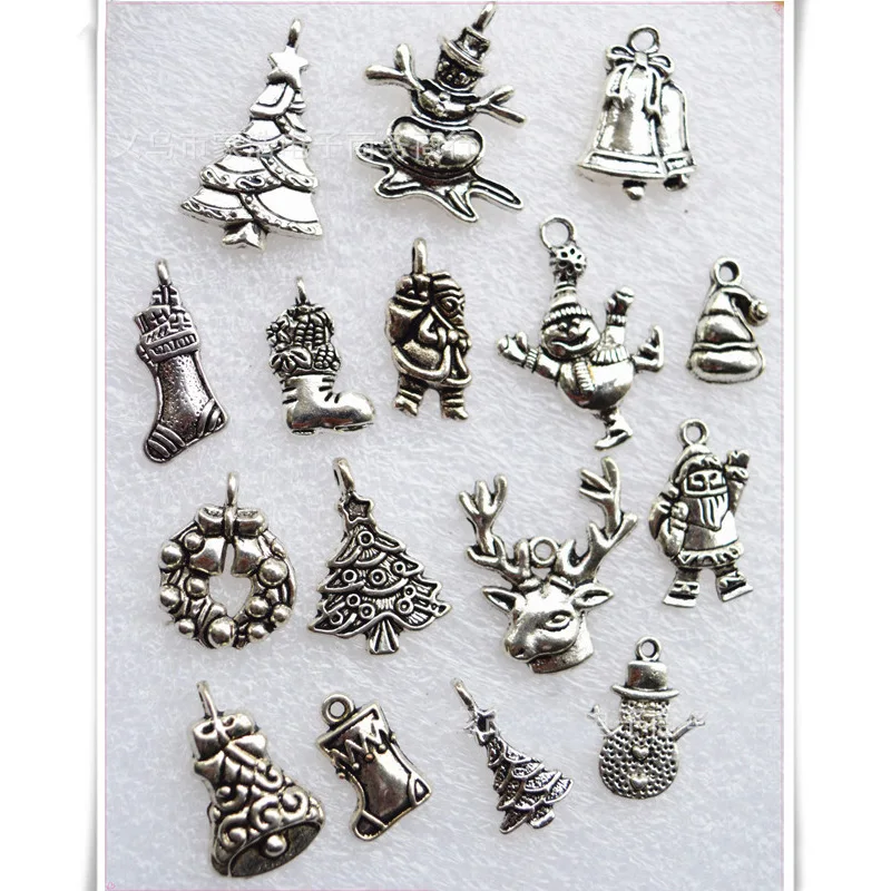 30 шт. металлические подвески Санта Клаус снежинка колокольчики олень снеговик