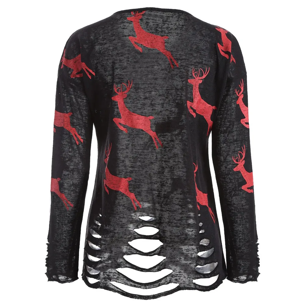 Женская модная открытая Рождественская Повседневная блуза с принтом лося топы