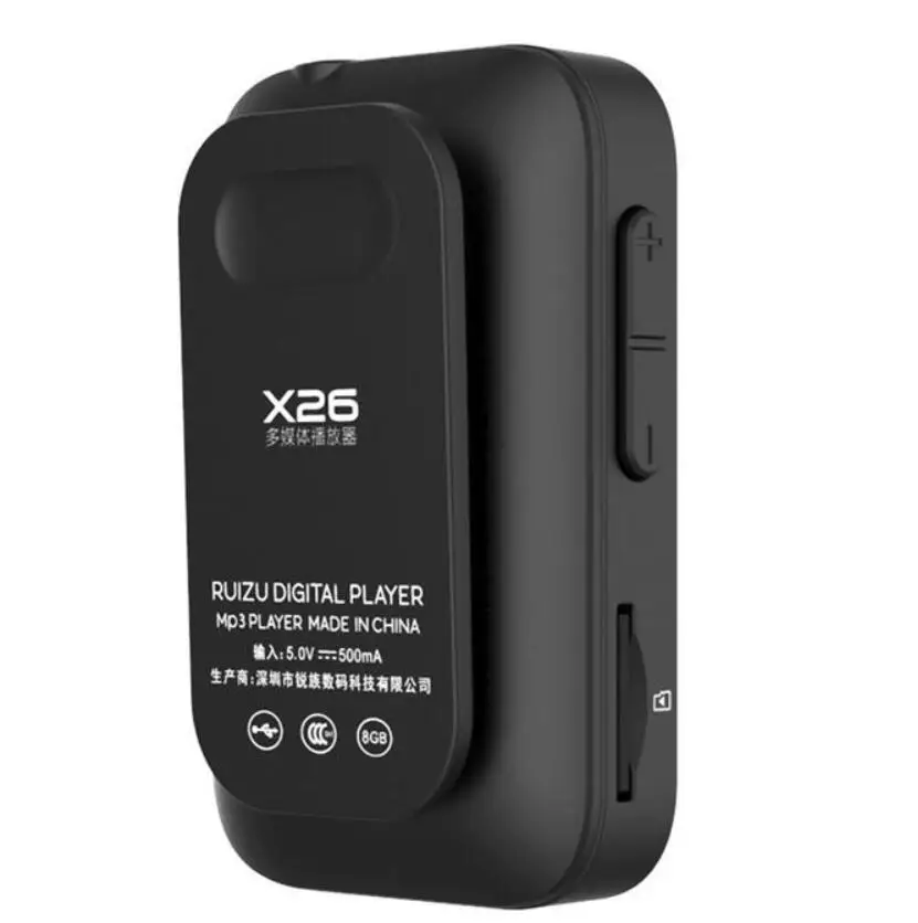 RUIZU X26 Спортивный Bluetooth MP3 плеер диктофон FM радио поддержка SD карты 8 Гб ruizx02 ruizux06|clip
