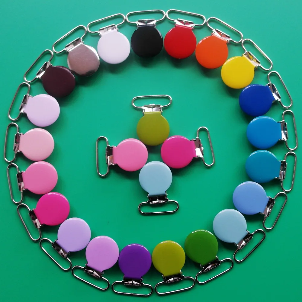 80 шт. круглые металлические зажимы для пустышек 21 цвет 25 мм|metal round|metal clip pacifiermixed
