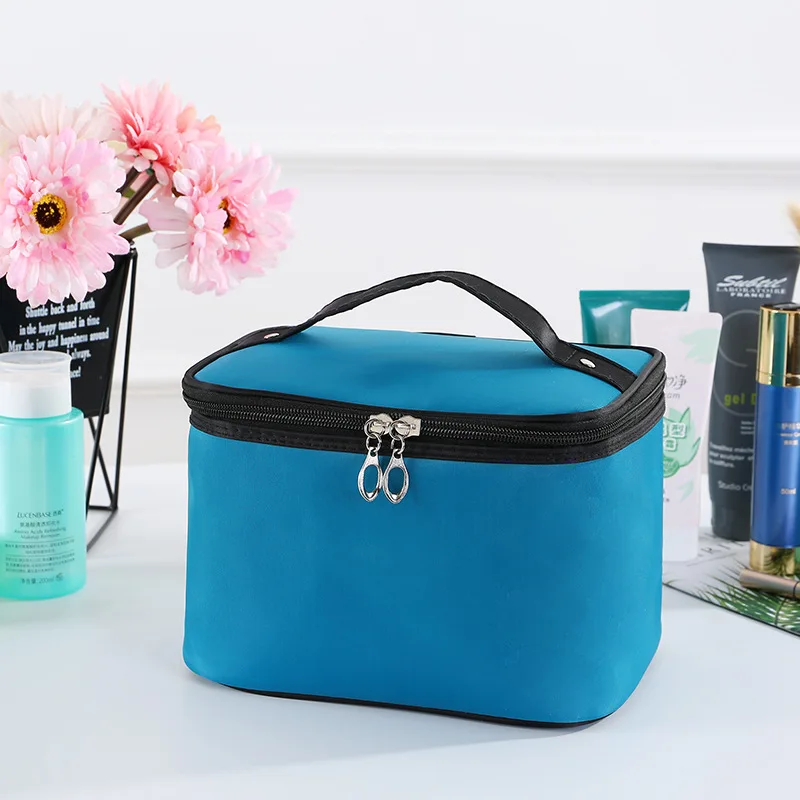 Blue cosmetic bag Высокое качество Новинка, несессер, Женская Корейская версия большого-Ёмкость косметичка для туалетных принадлежностей нейлон четырехсторонний сумка для хранения - Цвет: Blue cosmetic bag