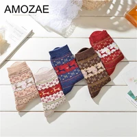 cotton cute happy socks womens short with print elk meias casual harajuku designer female christmas for couple new year gift