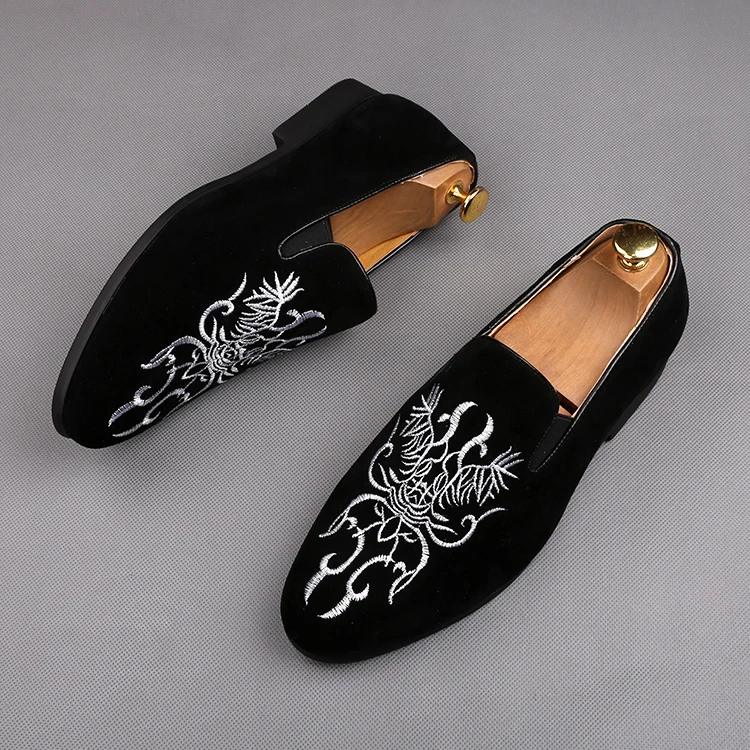 Туфли мужские нарядные с вышивкой модные туфли оксфорды в национальном стиле для