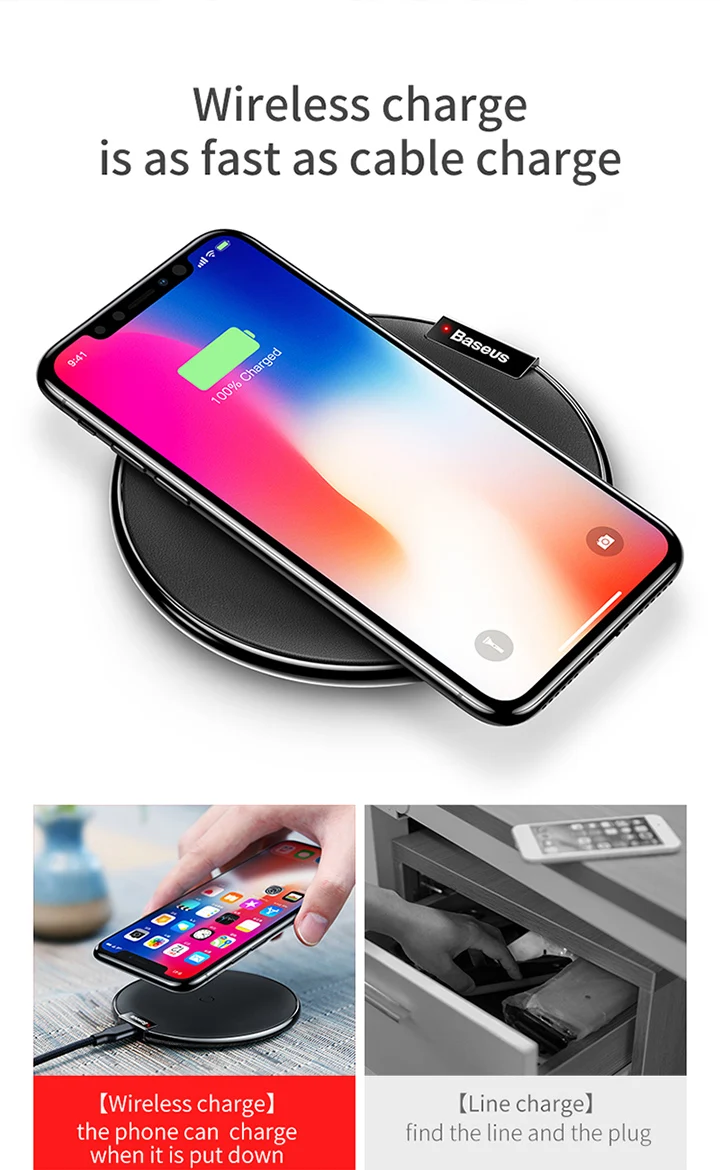 Беспроводное зарядное устройство Baseus Qi для iPhone X XS Max XR 10 Вт быстрое зарядное устройство Беспроводная зарядка для samsung S9 Note 10 Беспроводное зарядное устройство