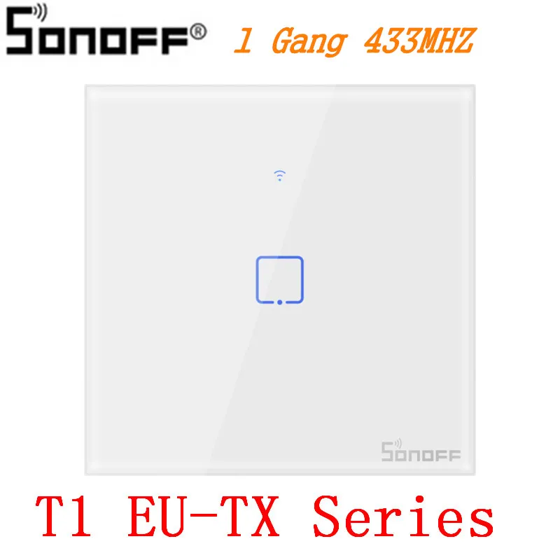 T1 EU-TX 1 Gang Itead Sonoff T1 ЕС 86 1/2/3 TX 433 МГц RF Дистанционное управление настенный Wi-Fi адаптер умный дом переключатель работает с Alexa Google Home - Комплект: T1 EU-TX 1 Gang