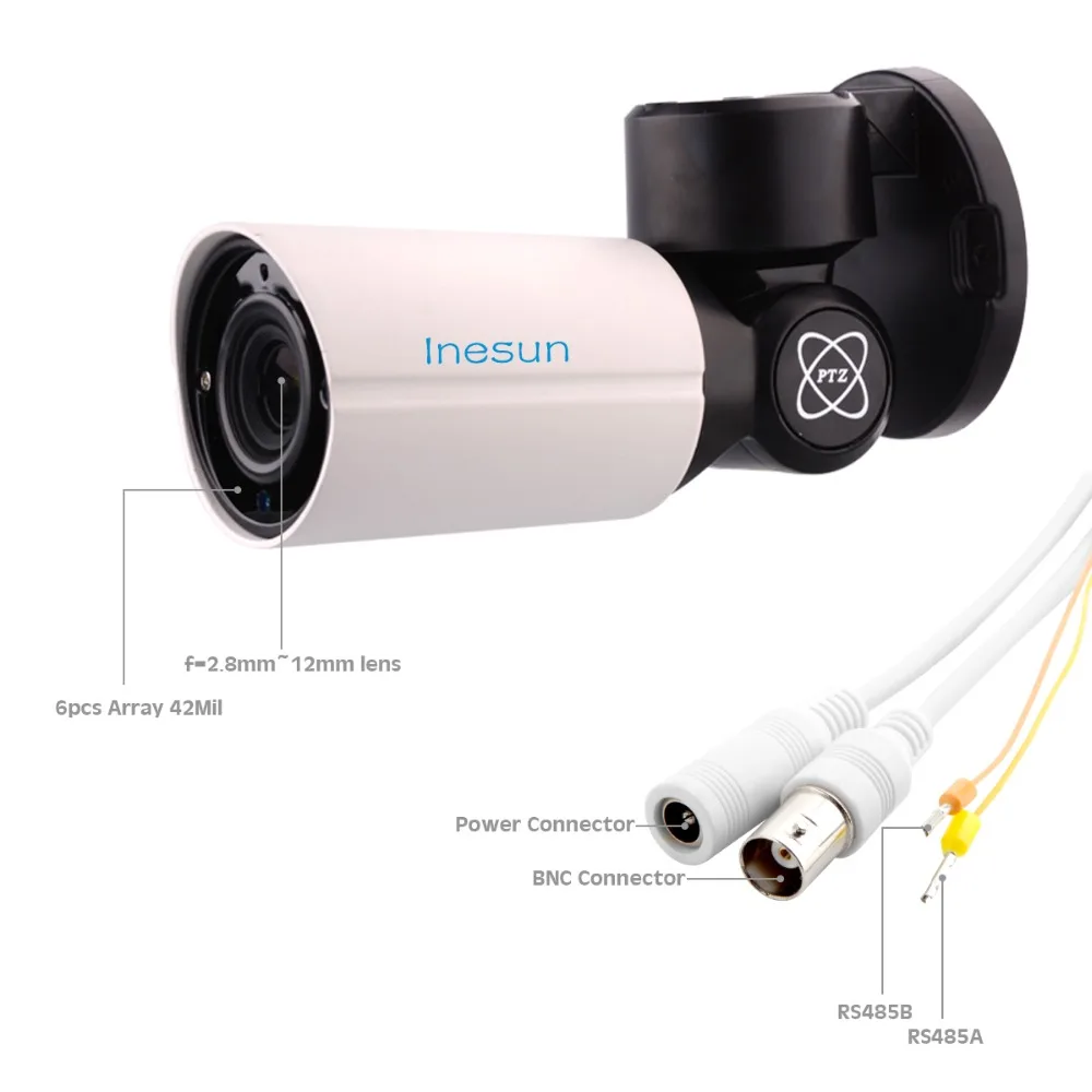 Inesun HD 1080p Открытый безопасности Камера, 2MP Гибридный 4-в-1 видеорегистратор AHD TVI/CVI/CVBS видеонаблюдения PTZ Камера, 4X Оптический зум, 120ft Ночное видение