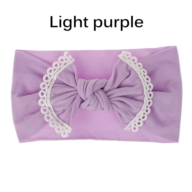 light purple Модные Ободки для девочек с бабочками с отделанным узлом, бант для волос нейлоновая повязка для волос/бант/ободок с помпонами детская головная повязка с узлом на макушке помпон - Цвет: light purple