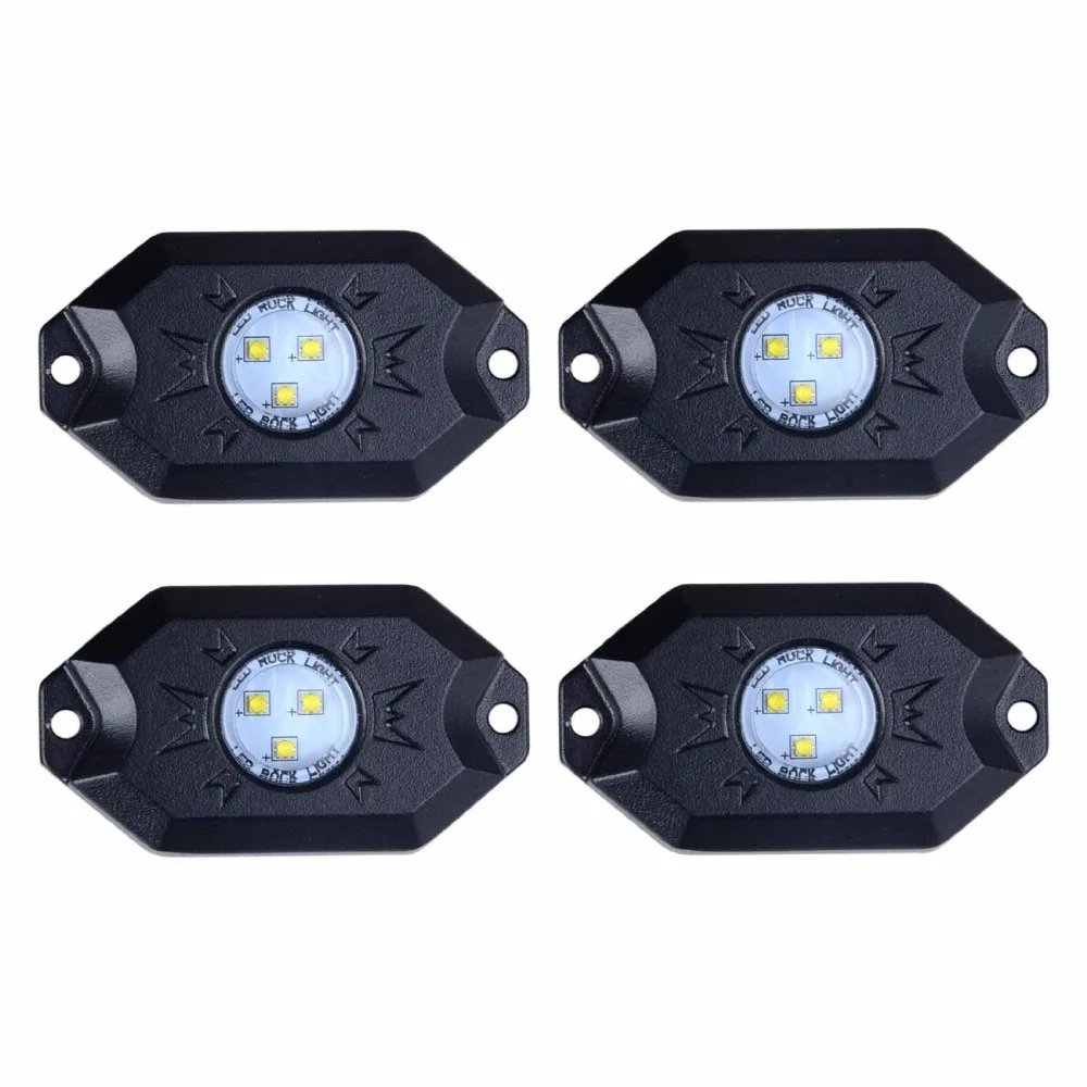 4 шт. x Pod Mini Bluetooth RGB LED Rock Lights Мультифункциональный для внедорожника 4x4 Jeep Wrangler включен.