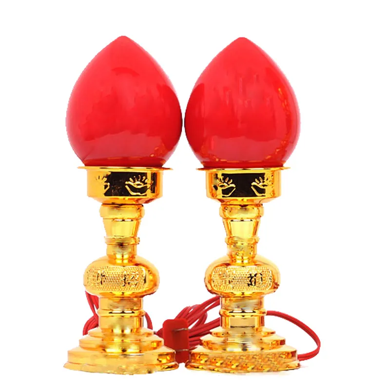 

A Pair of Flameless Sticks Candle Detachable Candle Buddha festival decfor Buddhist Prayer Lamps Buddhist Electric candle light