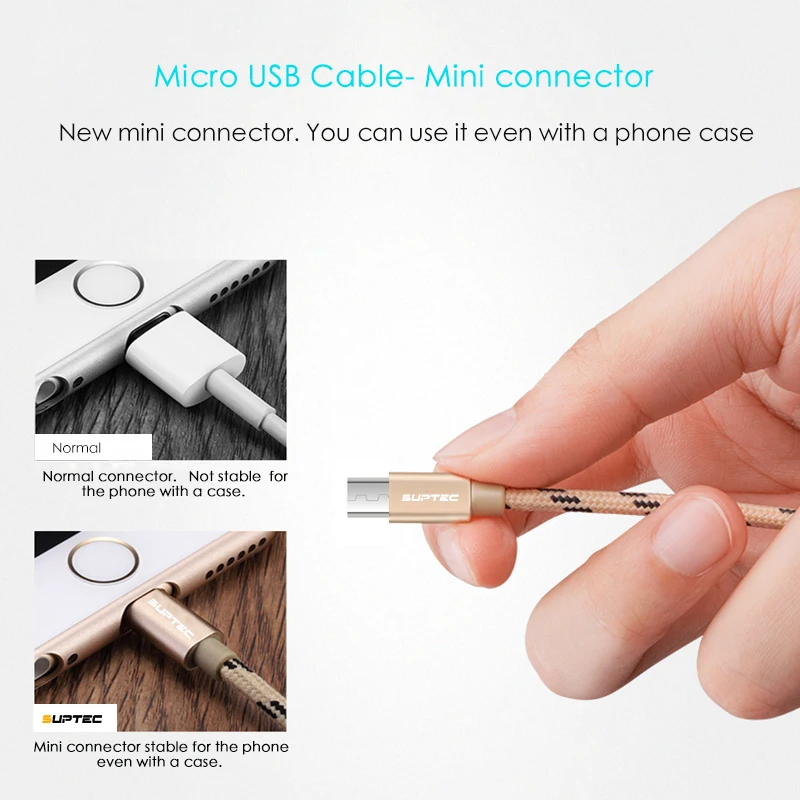 Кабель Micro USB SUPTEC в нейлоновой оплетке для передачи данных и зарядки зарядный