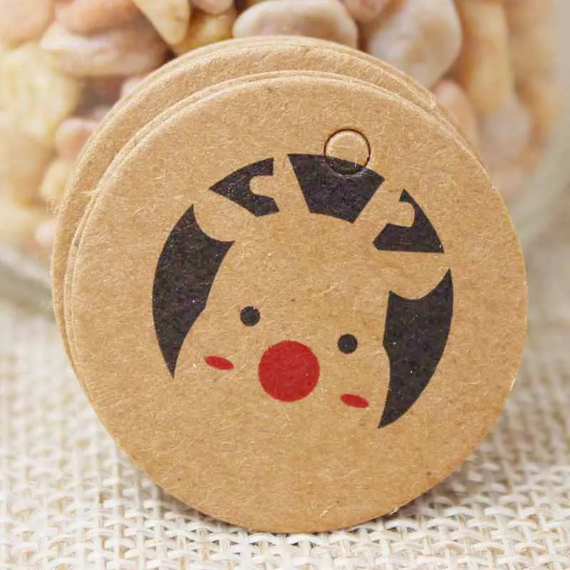 3 см круглая Крафт-Подарочная бирка бумажные рождественские подарки/конфетная