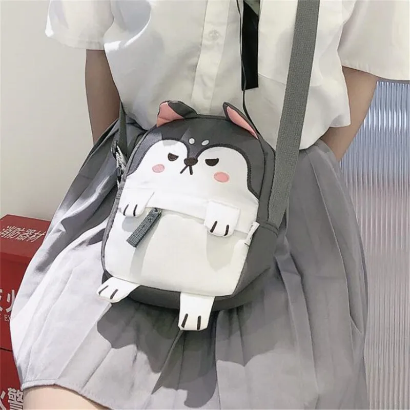 Huskie Shoulder Bag Горячая новинка мультфильм девушка рюкзак милый Huskie Шиба ину горничной студенческий ранец одного плеча мешок груди пакет Смешные Необычные Рождество - Цвет: Huskie Shoulder Bag