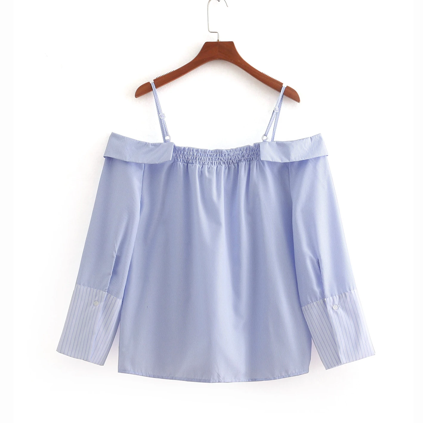 Wonder new summer women fashion off shoulder striped patchwork blouses long sleeve adjustable straps shirts female blusas |