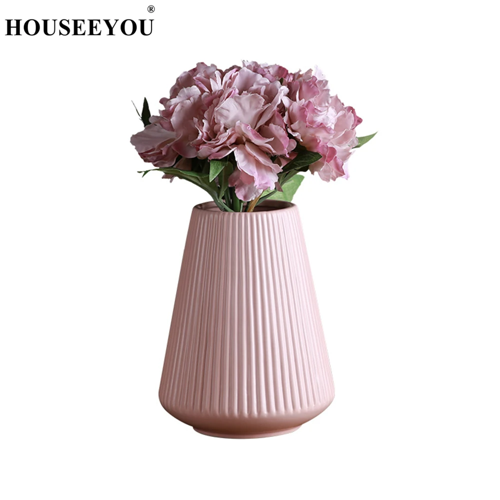 Классическая средиземноморская однотонная керамическая ваза для цветов в