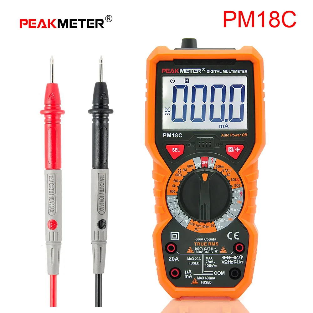 PM18C Ручной цифровой мультиметр Высокая точность анти-сжигание частоты емкость универсальный измеритель NCV измерения PM18/PM18C - Цвет: PM18C